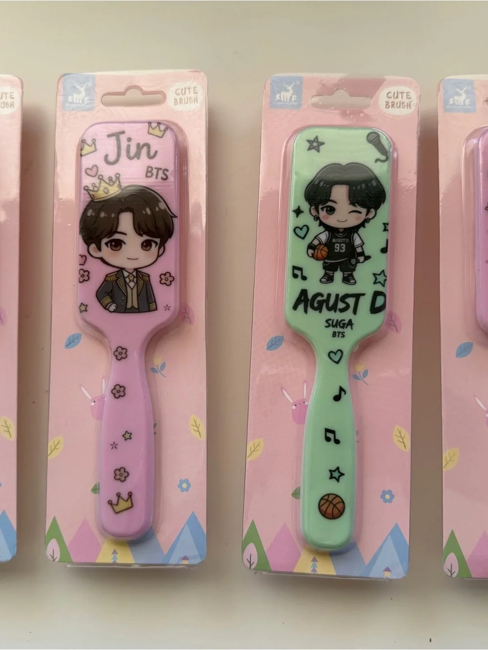 Cute Kids Hair Brush - Pink & Lavender Cartoon Design
